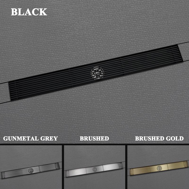 Матовый золотисто-серый слив для душа, вставка из плитки, нержавеющая сталь SUS304, длинный линейный слив для ванной комнаты