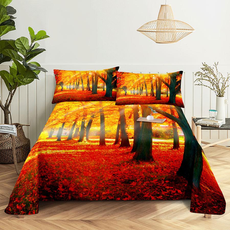 Comforter Scene Bed Sheet And Bedding Linens Queen King Double Size 220X240 Trees For Bedroom Soft Twin Full Single