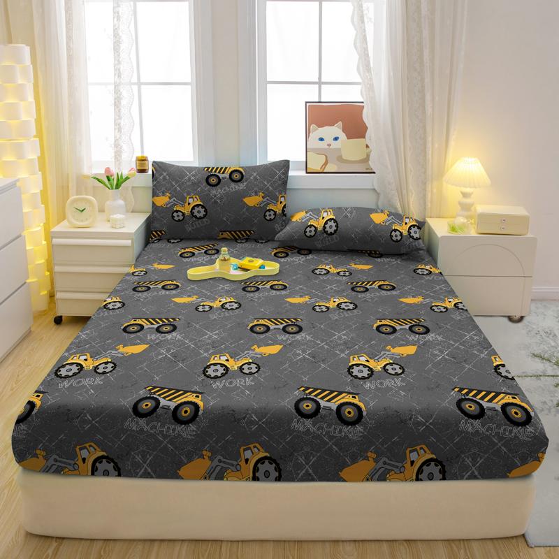 Cartoon 1 Fun Game Printed Matte Fitted Sheet, Bedroom Printed Bed Cover, Bedding Excluding Pillowcases