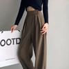 Fashion Spring Autumn High Waist Loose Ice Silk Thin Pants Elastic Waist Pleated Casual Women Trousers