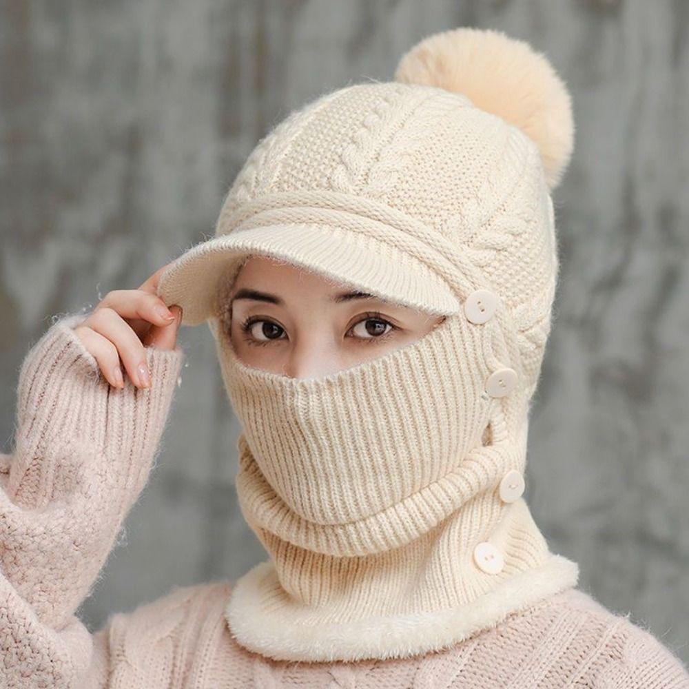 Soft Hooded Thermal Cap Woolen Cold Proof Scarf Versatile Scarf Hat Set Autumn