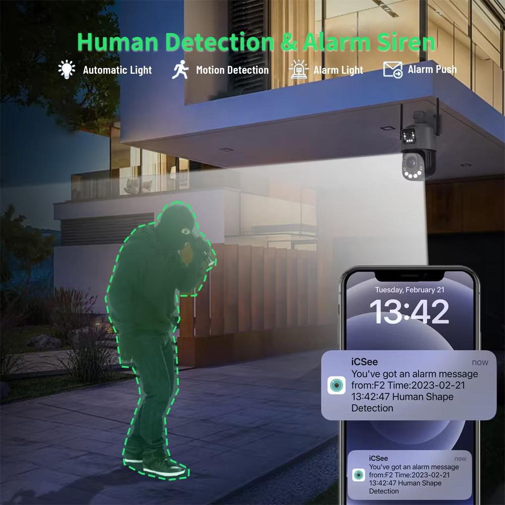 LS VISION 6-мегапиксельная Wi-Fi-камера с двумя объективами PTZ, 50-кратным зумом, двухсторонней аудиосвязью, цветным ночным видением, водонепроницаемая наружная CCTV-камера видеонаблюдения, беспроводная IP-камера