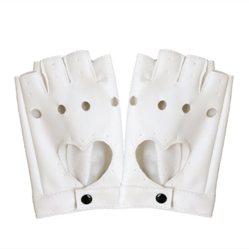 Fashion Half Finger Driving Women Comfortable Gloves PU Leather Fingerless Gloves For Women Black Red White Punk Glove