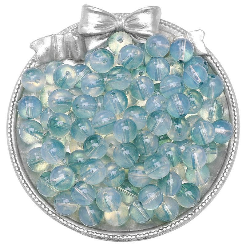 Комплект браслетов из бисера Summer Jelly Gold Glitter: Двойные стеклянные круглые бусины и полусахарные пузырчатые бусины