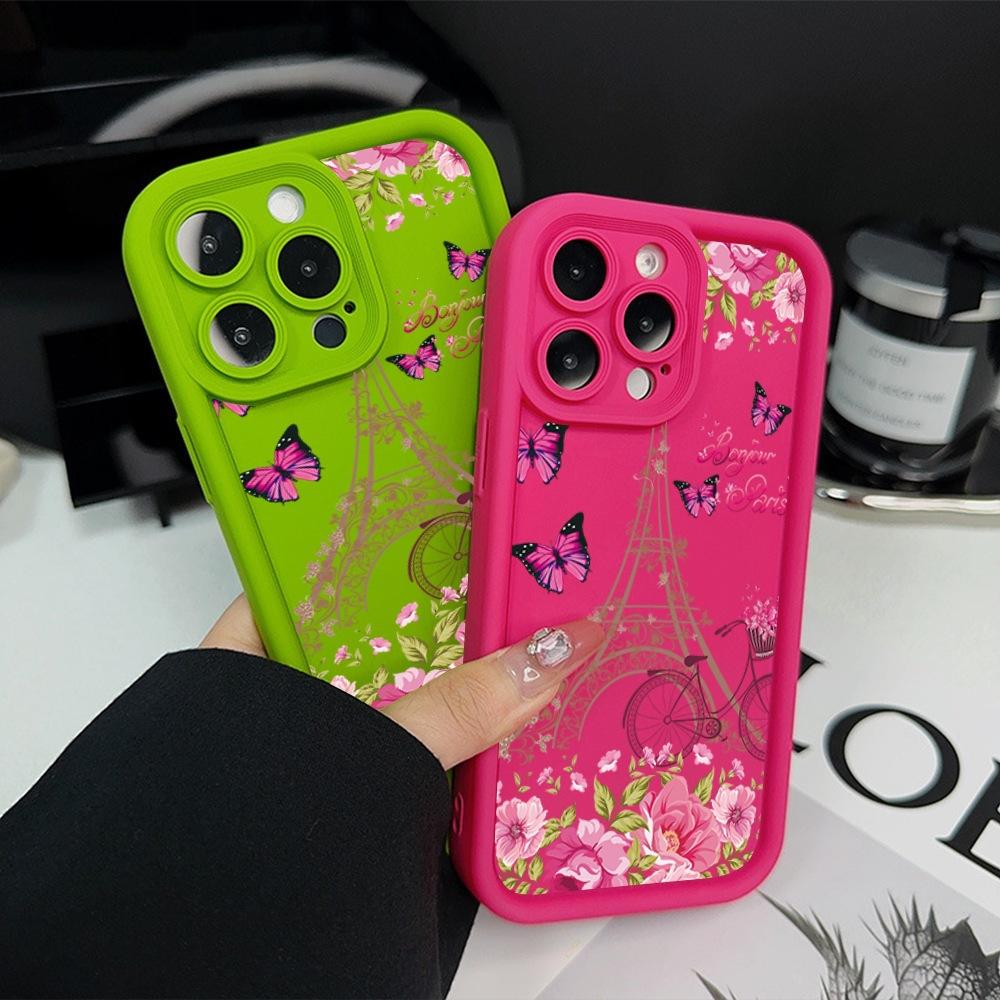 Applicable to Apple 16Promax European and American hot-selling soft case 14pm flower butterfly 15 painted IP13pm mobile phone case 11