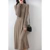 Autumn and Winter Knitted Bottoming Sweater Skirt Women's Super Long Slim Slim Slim Pullover Long Dress Covering the Stomach Long Sleeve Dress