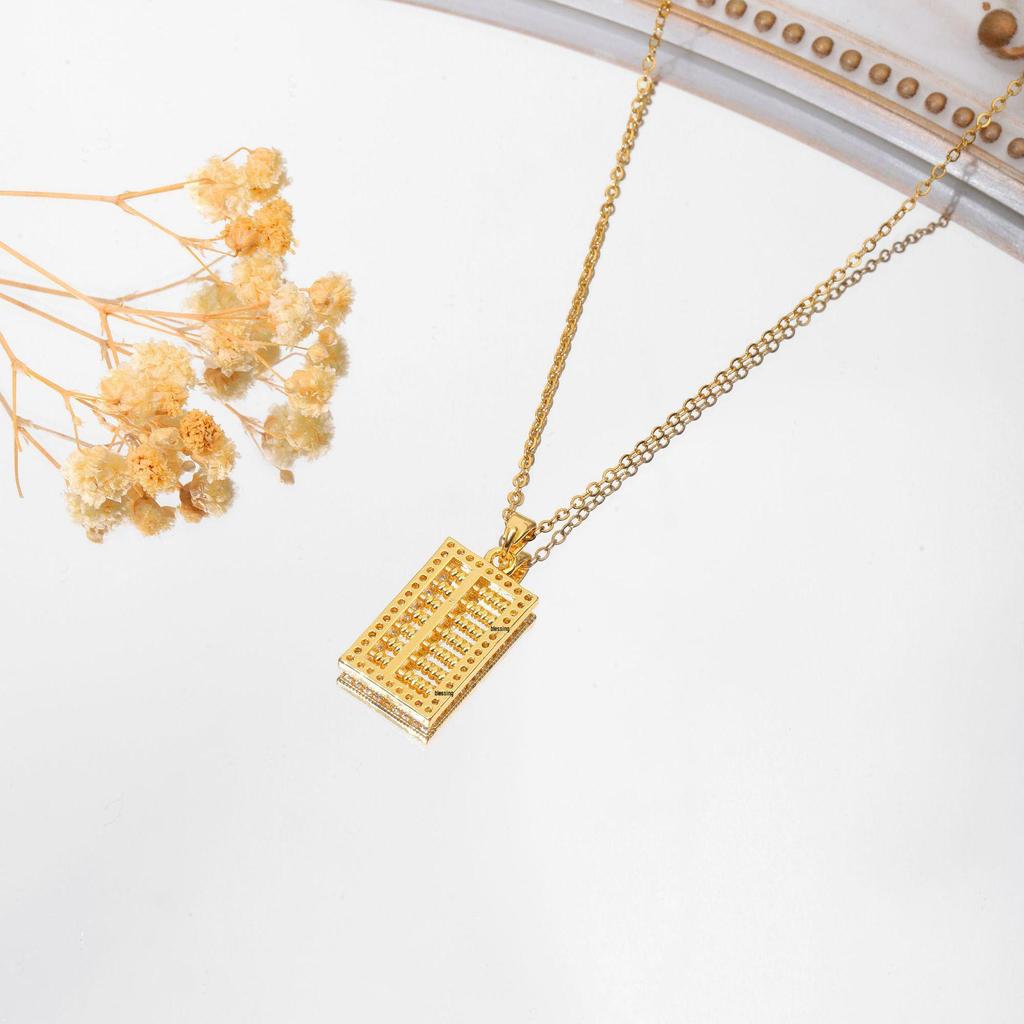 Шикарное не тускнеющее колье из титановой стали для женщин с уникальным дизайном и сверкающей медной подвеской