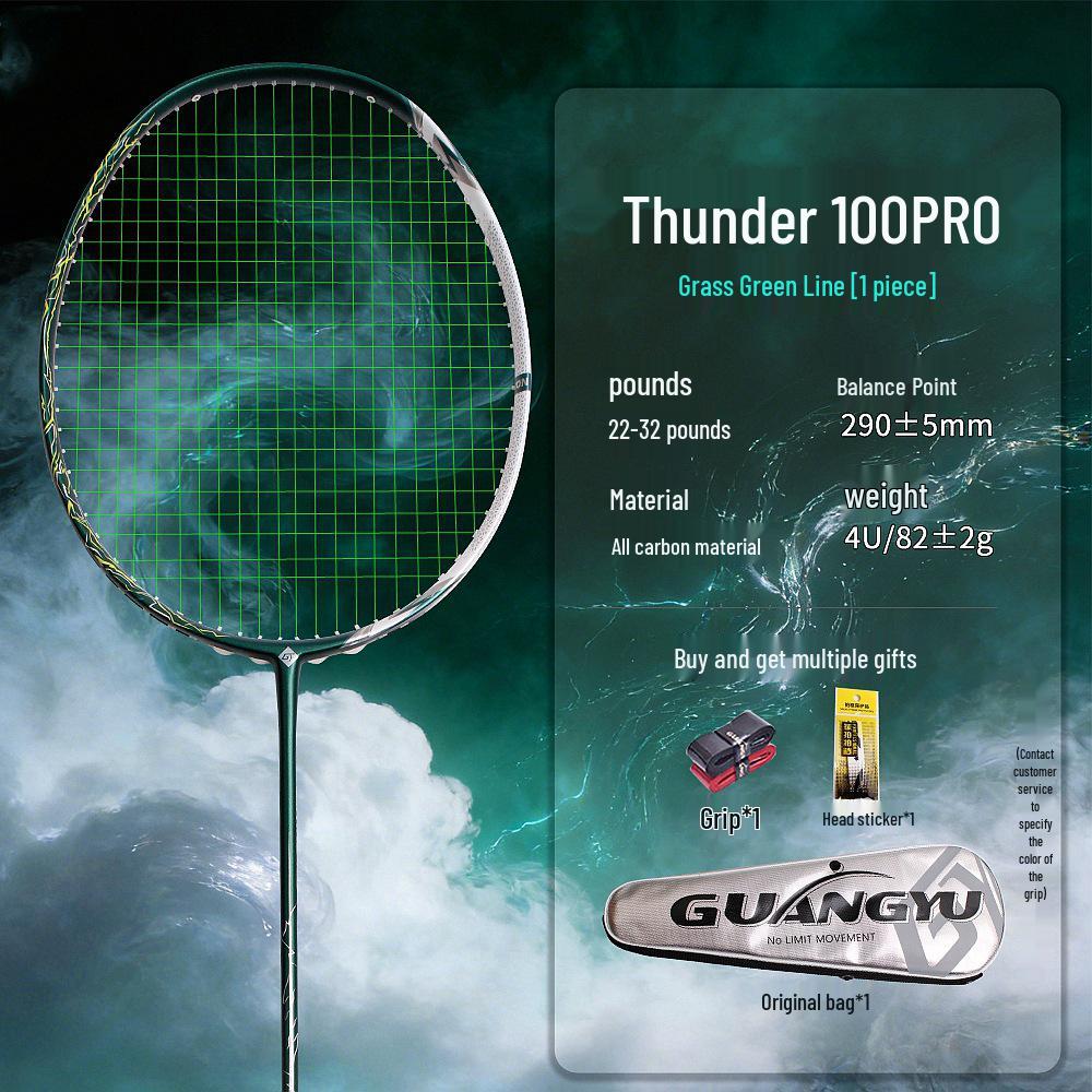 Профессиональная бадминтонная ракетка Thunder 100 - Полностью углеродное волокно 4U для взрослых
