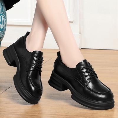Лоферы на мягкой подошве женские ретро весна и осень новая одинарная обувь британский стиль платформа рабочая обувь маленькие кожаные туфли