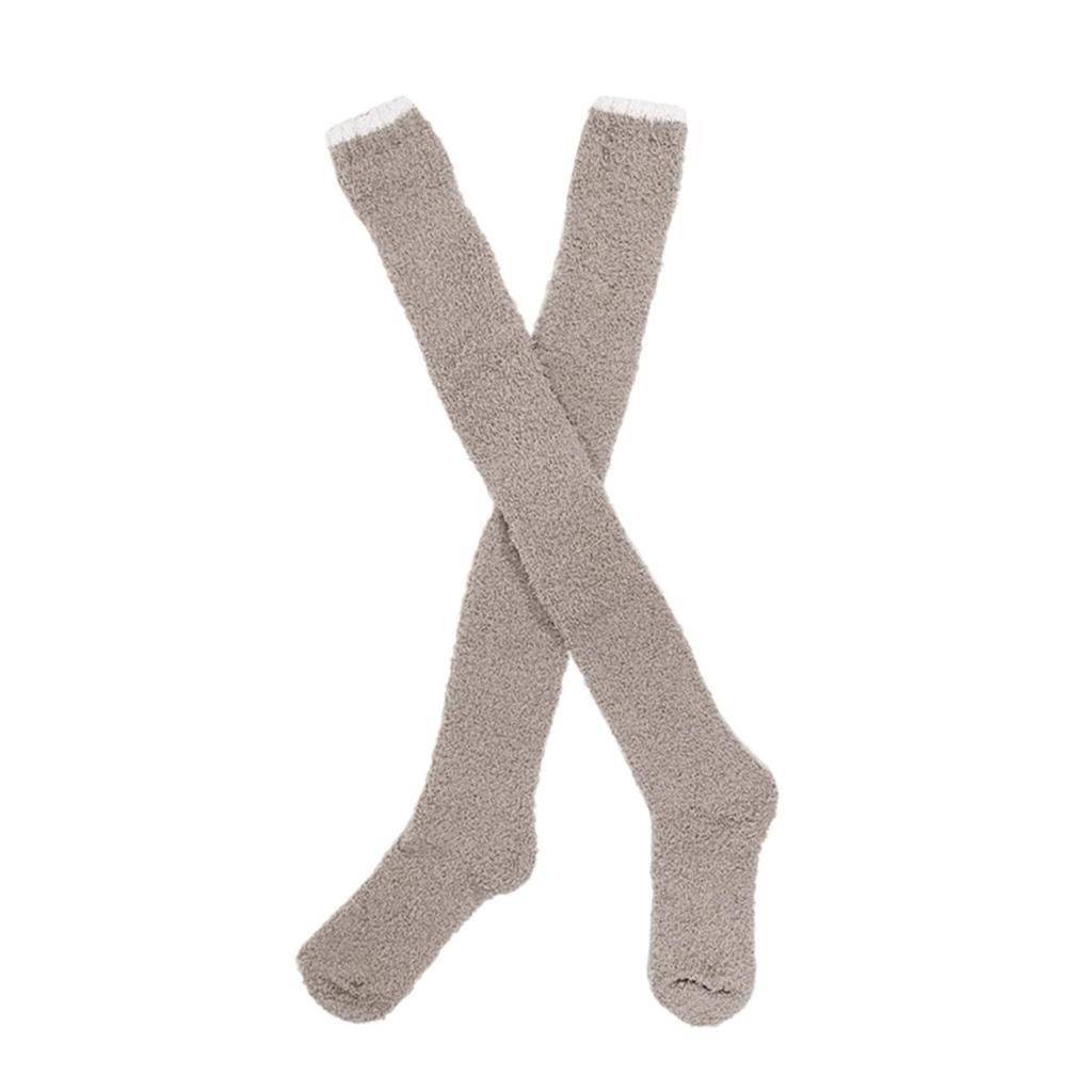 1 пара женских теплых плюшевых чулок до бедра, зимние чулки выше колена из кораллового флиса, длинные носки для дома, сна, пола, однотонные