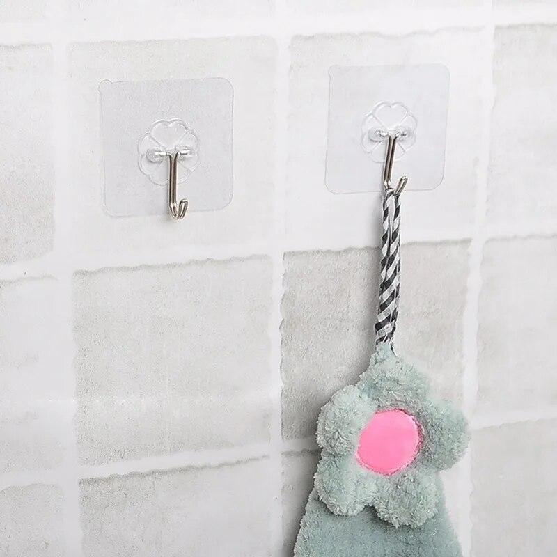 10 шт. Прочные настенные крючки, без перфорации и липкие, для настенного монтажа, идеально подходят для организации кухни и ванной комнаты, прозрачные несущие крючки