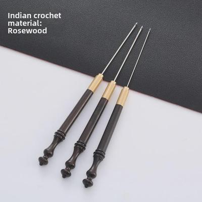 Изысканная фиолетовая ручка из сандалового дерева, люневильское вязание крючком с бисером и индийской вышивкой спереди и сзади