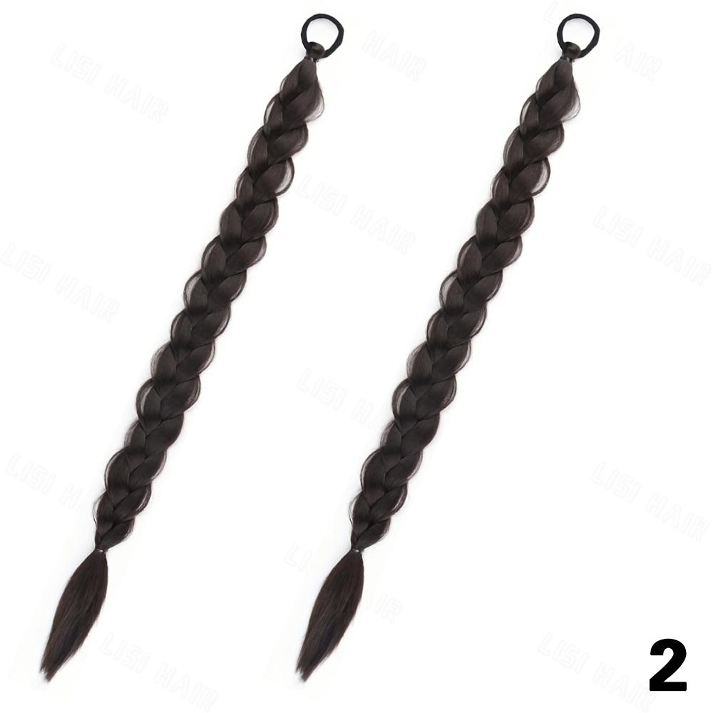XINRAN 2 шт. синтетические длинные прямые косички для наращивания волос в виде хвостика, резинка для обертывания вокруг поддельных волос для женщин и девочек, повседневная одежда, аксессуары для волос