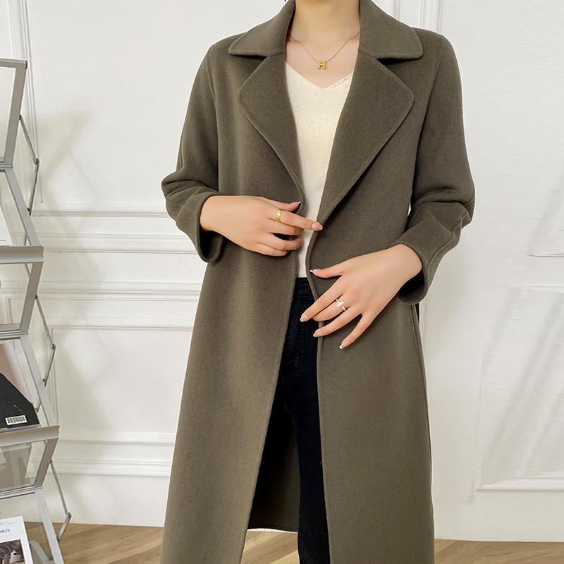 Женское пальто из 100% шерсти TIDENOVEL Осеннее шерстяное длинное пальто Ручной работы Пальто-бушлат Зимняя теплая шерстяная длинная куртка Пальто