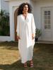 Sexy Vacation White Beach Maxi Dress Women's Hand-knit V-neck Batwing Sleeve Plus Size Kaftan 2024 Summer Beachwear Swimsuit Cover Up Q1306