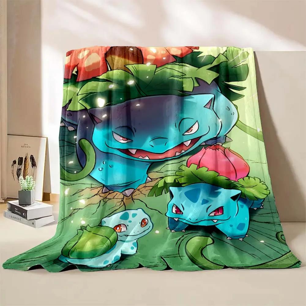Cute Pokémon Bulbasaur Print Blanket Children Adult Blanket Soft Warm for Bed Sofa Travel Cover Blanket Children's Luxury Gifts