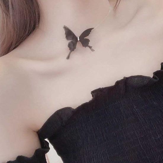 Ожерелье-чокер в виде бабочки, бохо, невидимая цепочка, бабочка, фея, чокер, прозрачная леска, ожерелье для женщин и женщин