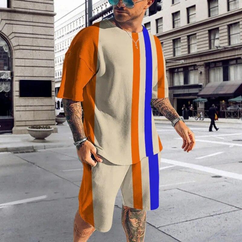 Новый летний мужской спортивный костюм, однотонная футболка + шорты, модный стильный спортивный костюм, комплект, спортивная одежда, костюм, одежда больших размеров