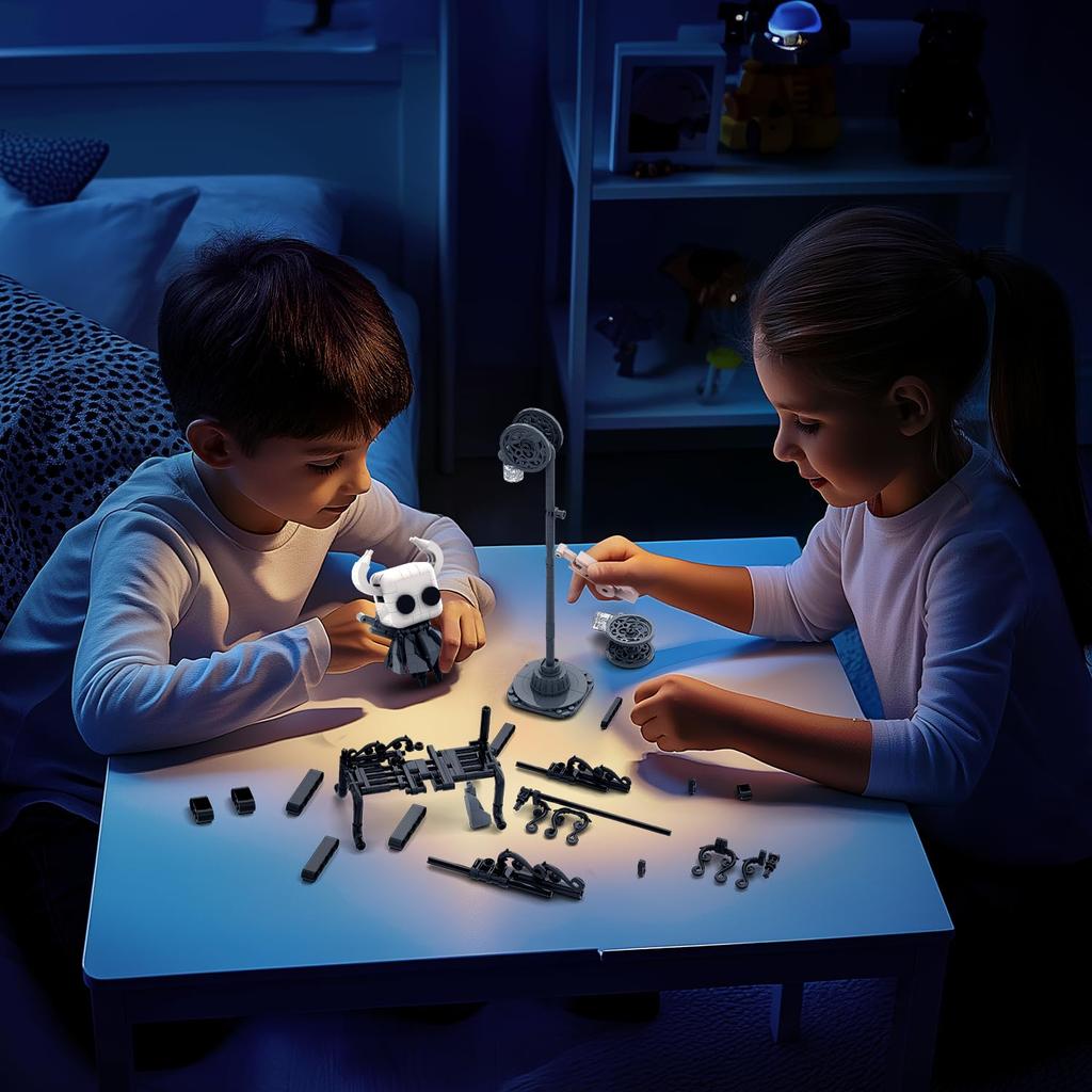 Non-Toxic 370Pcs Hollowed Knight Building Blocks Ghost Set Street Lighting Model Bricks Desktop Ornaments Kids Educational Diy Toys Gifts