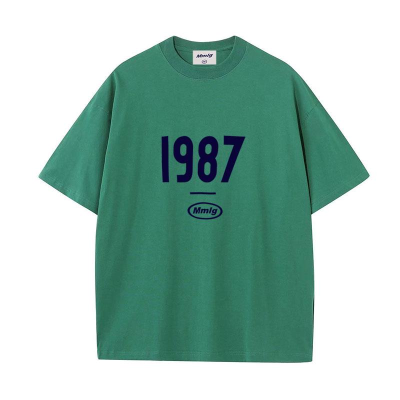 summer new Hot figure Simplicity Numbers 1987 print cotton Unisexs and Unisexs Tshirts Fashion casual shopping shirt short sleeve