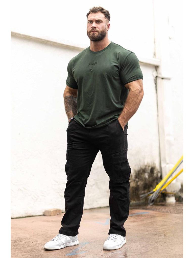 Мужские осенние брюки-карго в стиле пэчворк с большими карманами - Повседневные, однотонные, свободного кроя, зауженные к низу