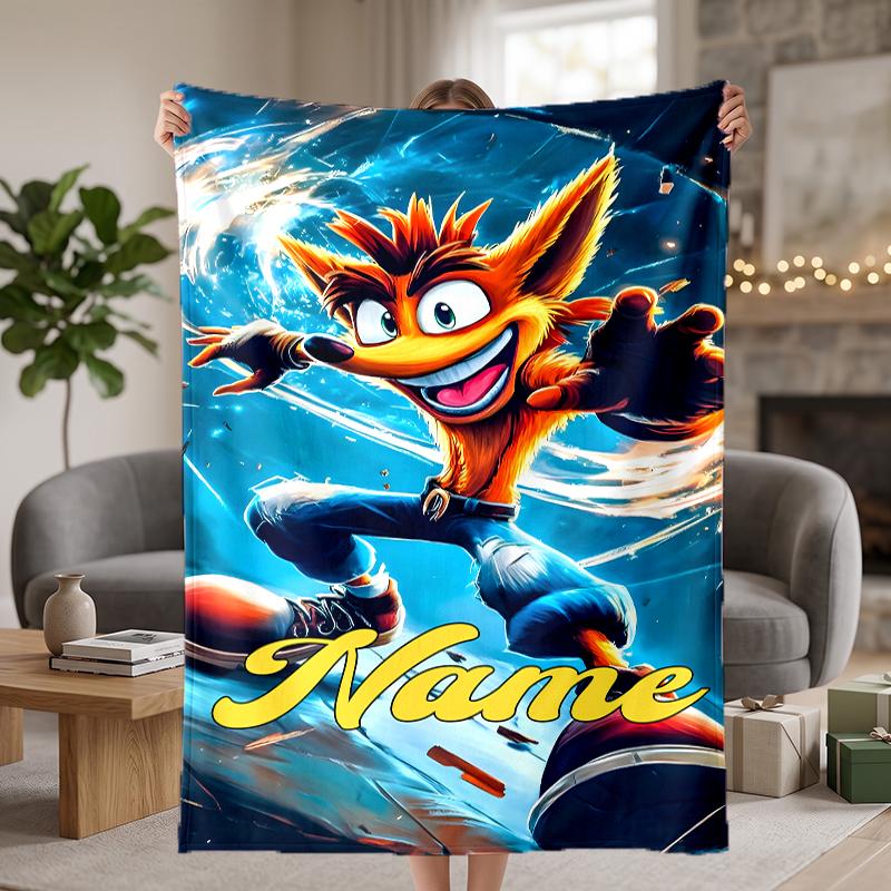 Crash Bandicoot Custom Flannel Blankets Soft Warm Cozy Throws for Home Decor Holiday Gifts
