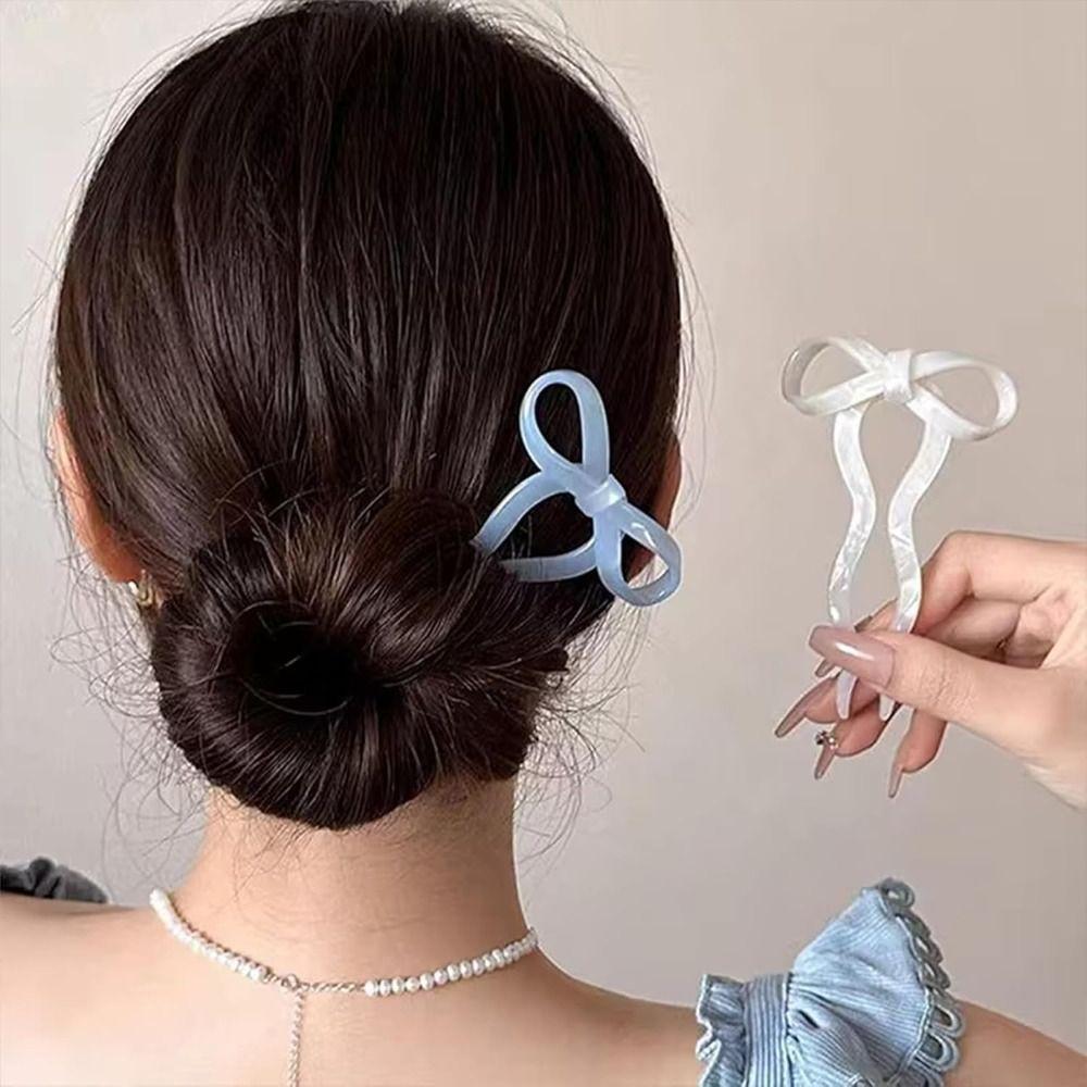 Acrylic Bow Hair Pin Candy Color Wavy Hairpins New French Hair Pin Hairpin Accessories