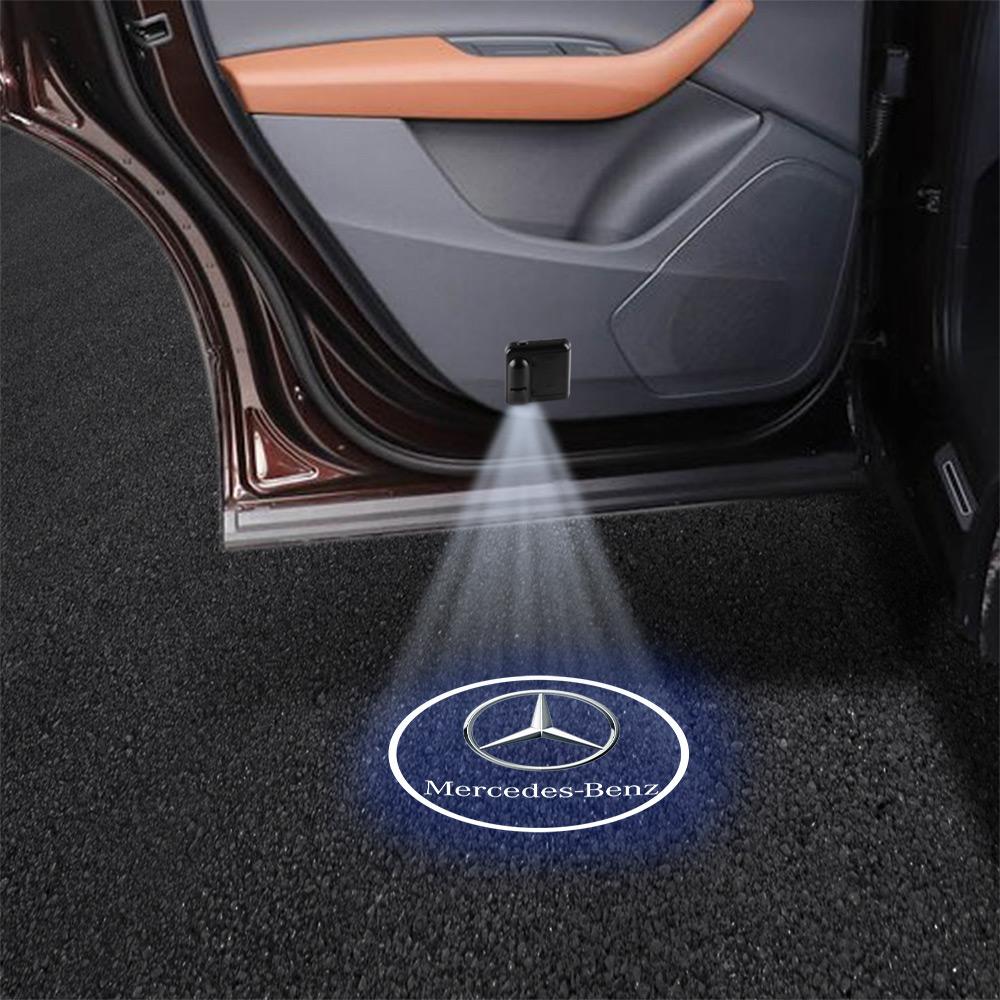 HAY2 1/2Pcs LED HD Projector Lamp Car Door Wireless Welcome Light For Mercedes Benz B/C/E/S Class A Class C200L GLC GLE CLA CLS AMG