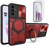 Protective Case - BOOLING - for Samsung Galaxy A35 5G - Red - PC + TPU Armor - 360° Rotating Stand