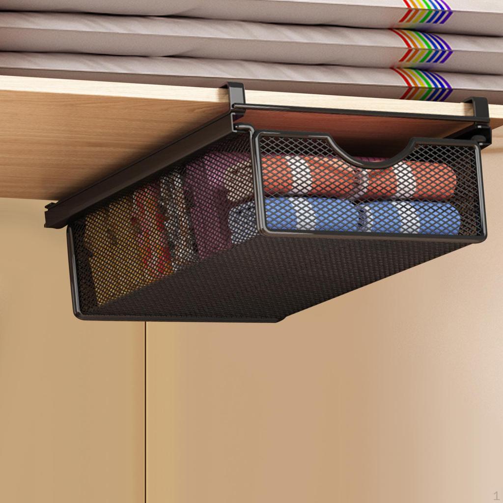 Подвесной выдвижной ящик, Компактный органайзер для хранения из проволочной сетки, экономящий место, для спальни, кухни