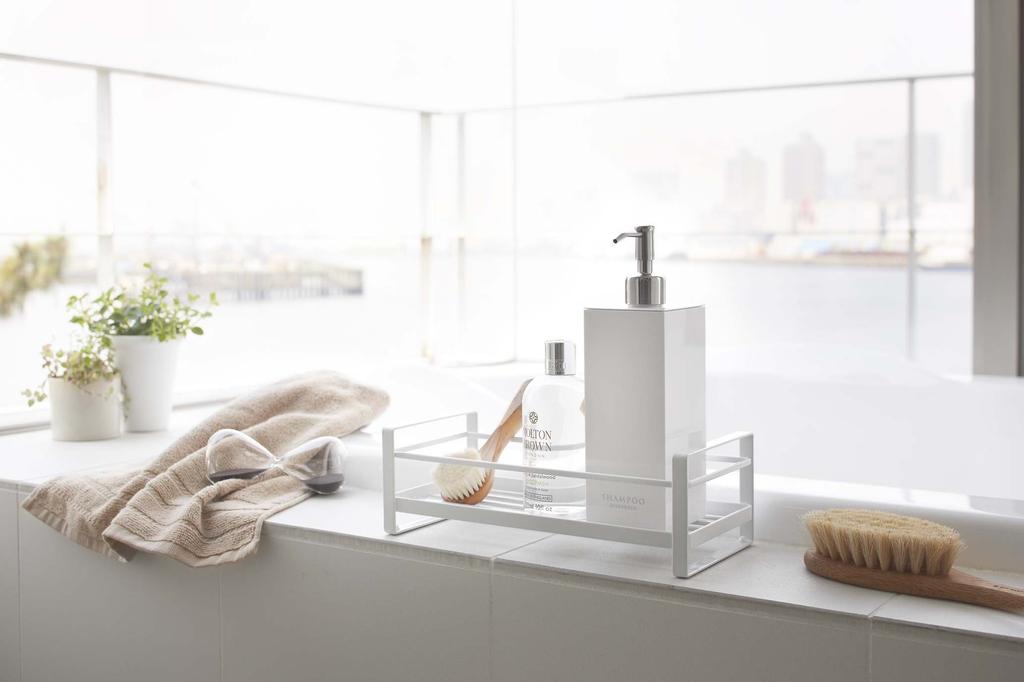 Ямазаки Дзицугё (Ямадзаки) Подставка для диспенсера 1 ярусная белая прибл.. Ш28 x Г12,5 x В9 см Полка для ванной комнаты MIST 2234