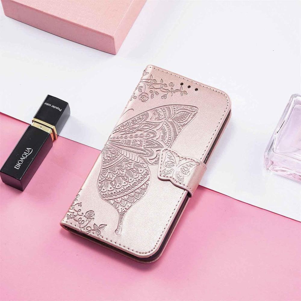 Flip case for Oppo Reno 13F / Oppo Reno 13FS, Butterfly, rose gold