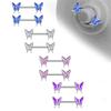 Enamel Butterfly Nipple Barbell Bar Stainless Steel Piercing Ring Body Jewelry