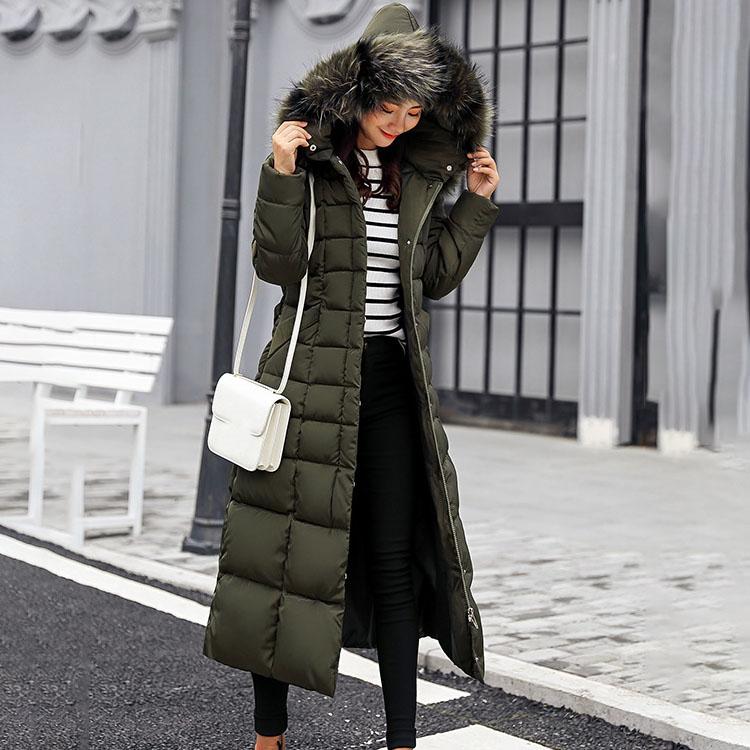 Down Padded Jacket Women's Long Parkas Winter Clothing Korean Slim Over-the-knee Thickened Down Jacket Cotton Jacket