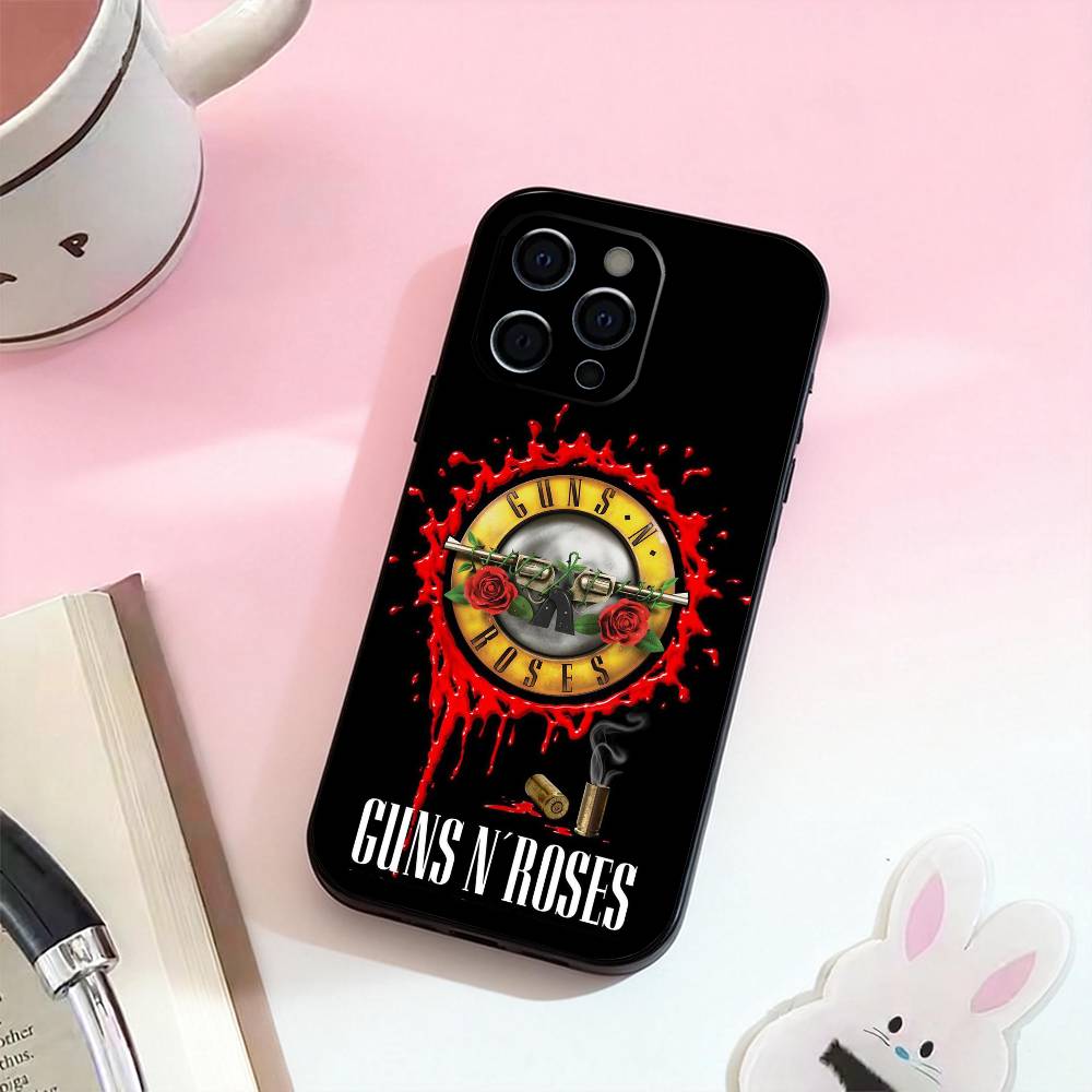 Группа G-Guns N Roses Чехол для телефона для iPhone 17,16,15,14,13,12,11 Plus,Pro Max, Мягкий силиконовый черный чехол