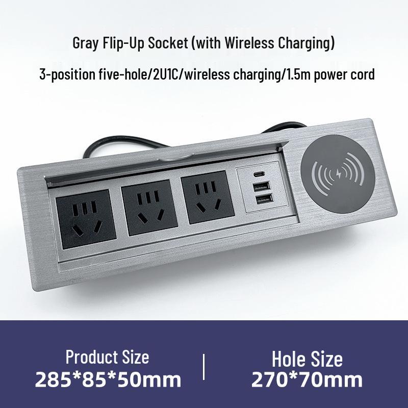 Офисный стол с откидной столешницей, встроенным беспроводным зарядным устройством и сетевым фильтром