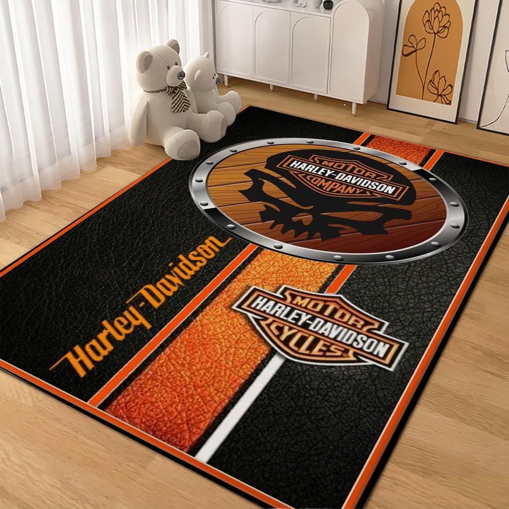 Harley Davidson Biker Flames Carpet Home Decor Doormat Art Room Christmas Gifts