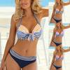 Женская мода Красота галстук-бабочка в полоску висит шеи жесткий покрытый сексуальный купальник бикини