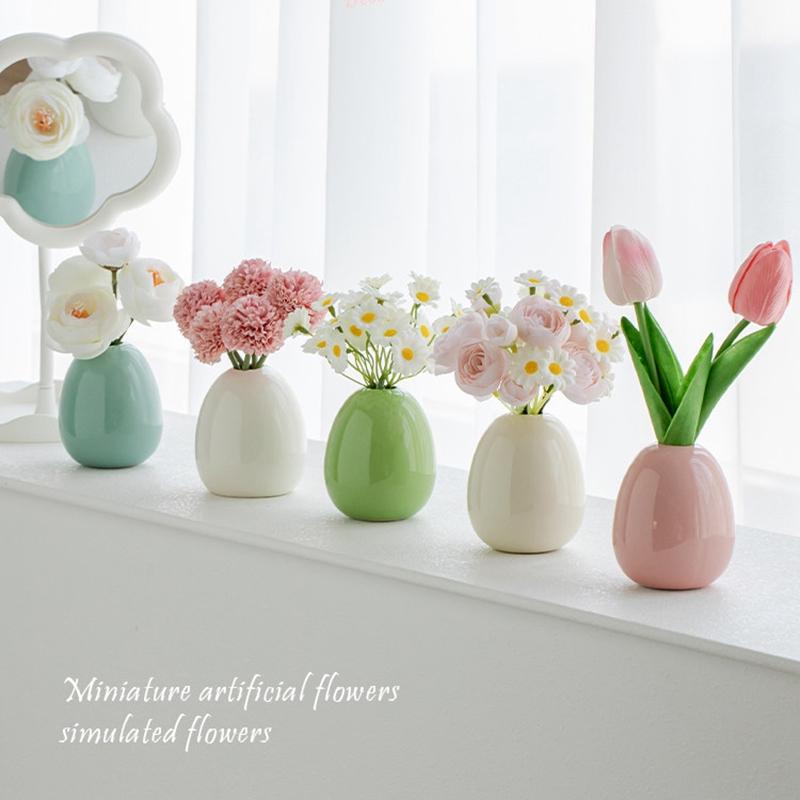 Ceramic Small Vases Desktop Room Ornament Home Living Room Porch Decoration Dry Hydroponics Flower Vase Modern Minimalist Decor