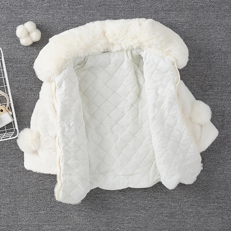 Детский Девочки Осень Зима Шерстяной Свитер Детский Воротник Меховой Помпон Толстая Куртка