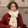 Мужские Женские Толстые Теплые Вязаные Шарфы Зимой Осенью Шерстяные Мягкие Однотонные Кашемировые Платки-Шейки Простые Модные Черные Шарфы для Студентов