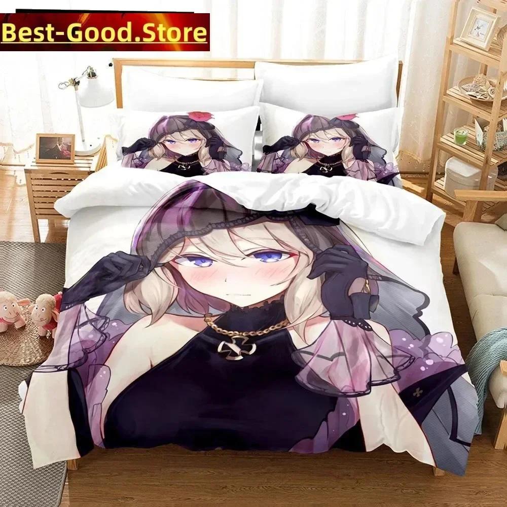 3D Аниме Azur Lane Комплект постельного белья Печатный комплект с наволочкой Пододеяльник Мягкий Односпальный Двуспальный Queen Super King Размер Спальня