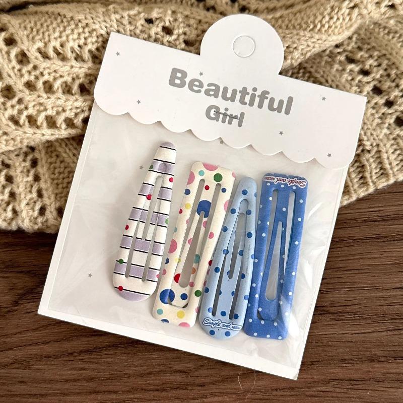 4 PCS Candy Cream Color Children's Water Drop Square Hair Clips Baby Bangs Clips Hairpins Girls' Hair Accessories Clips