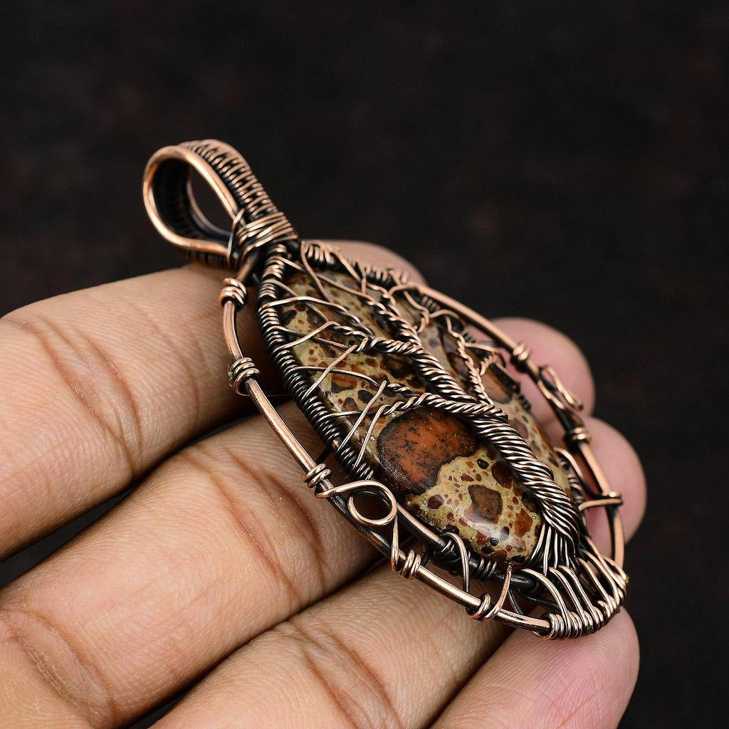 Tree Of Life Asteroid Jasper Copper Pendant Copper Wire Wrapped Jewelry Asteroid Jasper Gemstone Unique Jewelry Gift For Mother Gift For Her