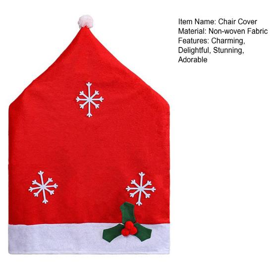 Yousheng Рождественский чехол на стул Нетканый в форме шапки Санты Красный Рождественские накидки на спинку стула с узором снежинок для новогоднего домашнего кухонного декора столовой