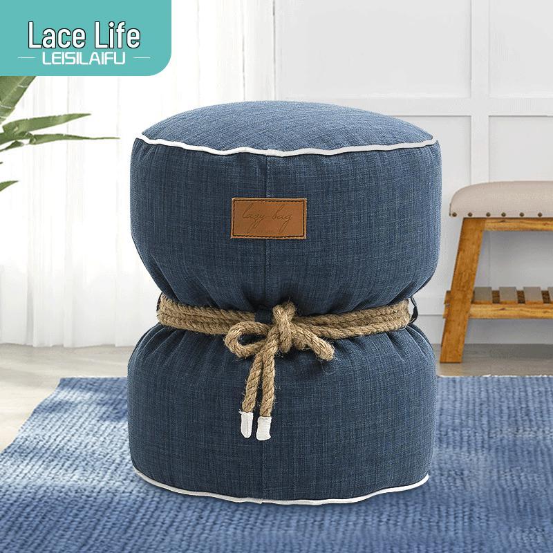 Стильный пуф: Изысканный туалетный стул для спальни и гостиной, круглый диванный табурет, ленивая подставка для ног, маленький диван