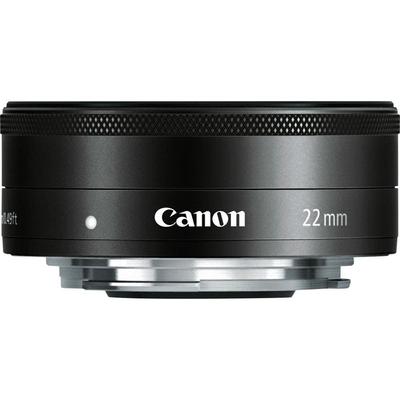 Canon Широкоугольный объектив с одним фокусом F2 STM, совместимый с беззеркальными однообъективными фотокамерами Canon EF с черным креплением EF-M22mm, черный,