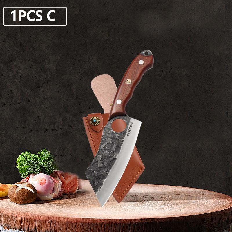 WXCOO Stainless Steel Kitchen Knives Handmade Forged Cleaver Boning Knife Fruit Vegetable Cutter Utility Knife DIY Bottle Opener