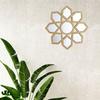 1 Pcs Round Geometric Flower Shape Fiber Wall Mirror with Acrylic Golden Aesthetic Frame with Hook for Hanging