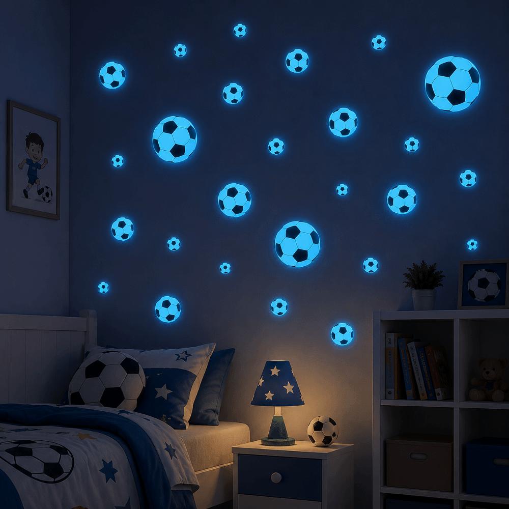 Glow in The Dark Cartoon Football Stickers Creative Glowing Football Stickers Soccer Fan